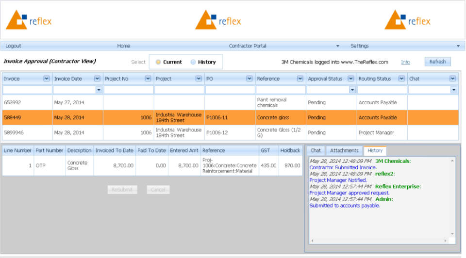 screenshot of Reflex ERP
